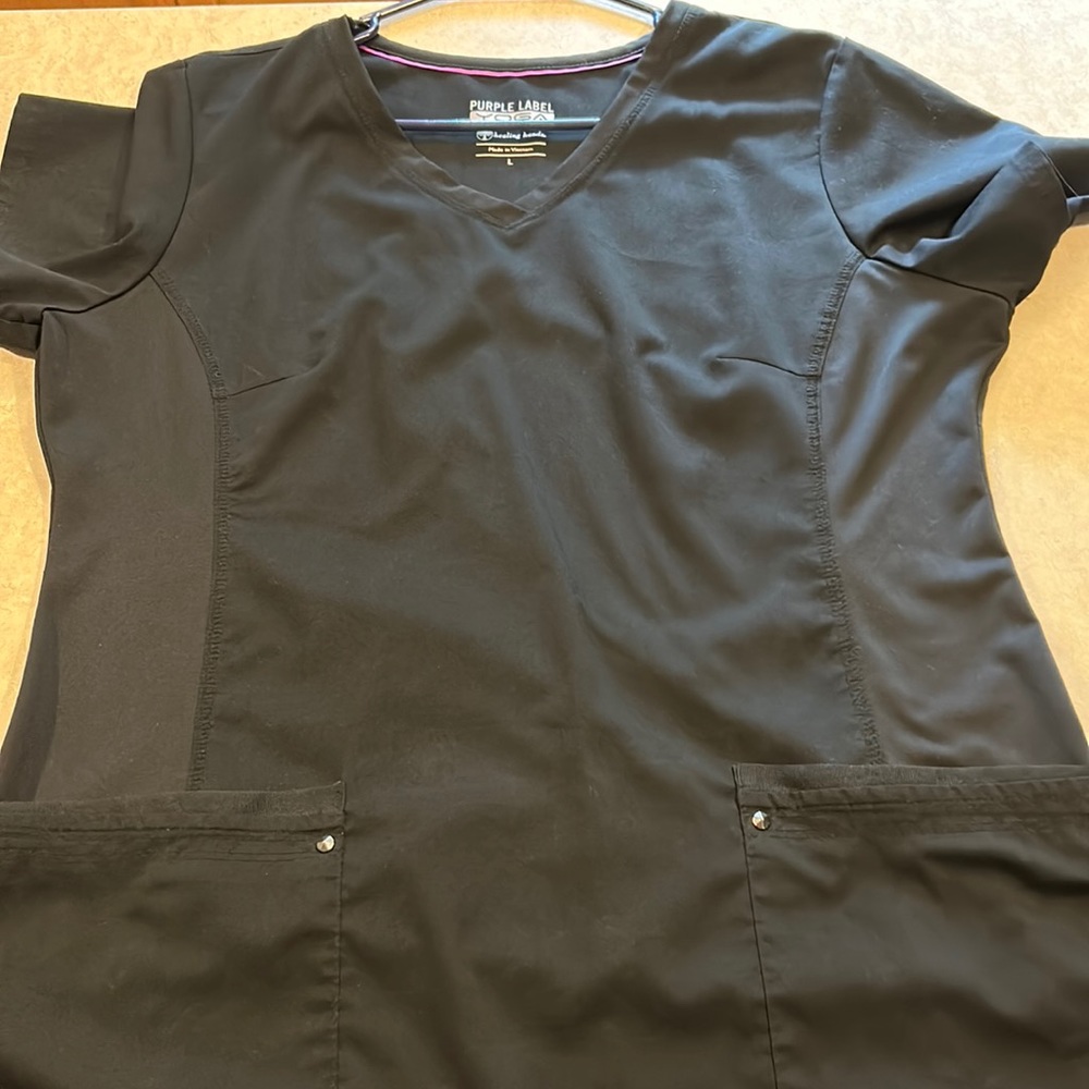 Black healing hands scrub top